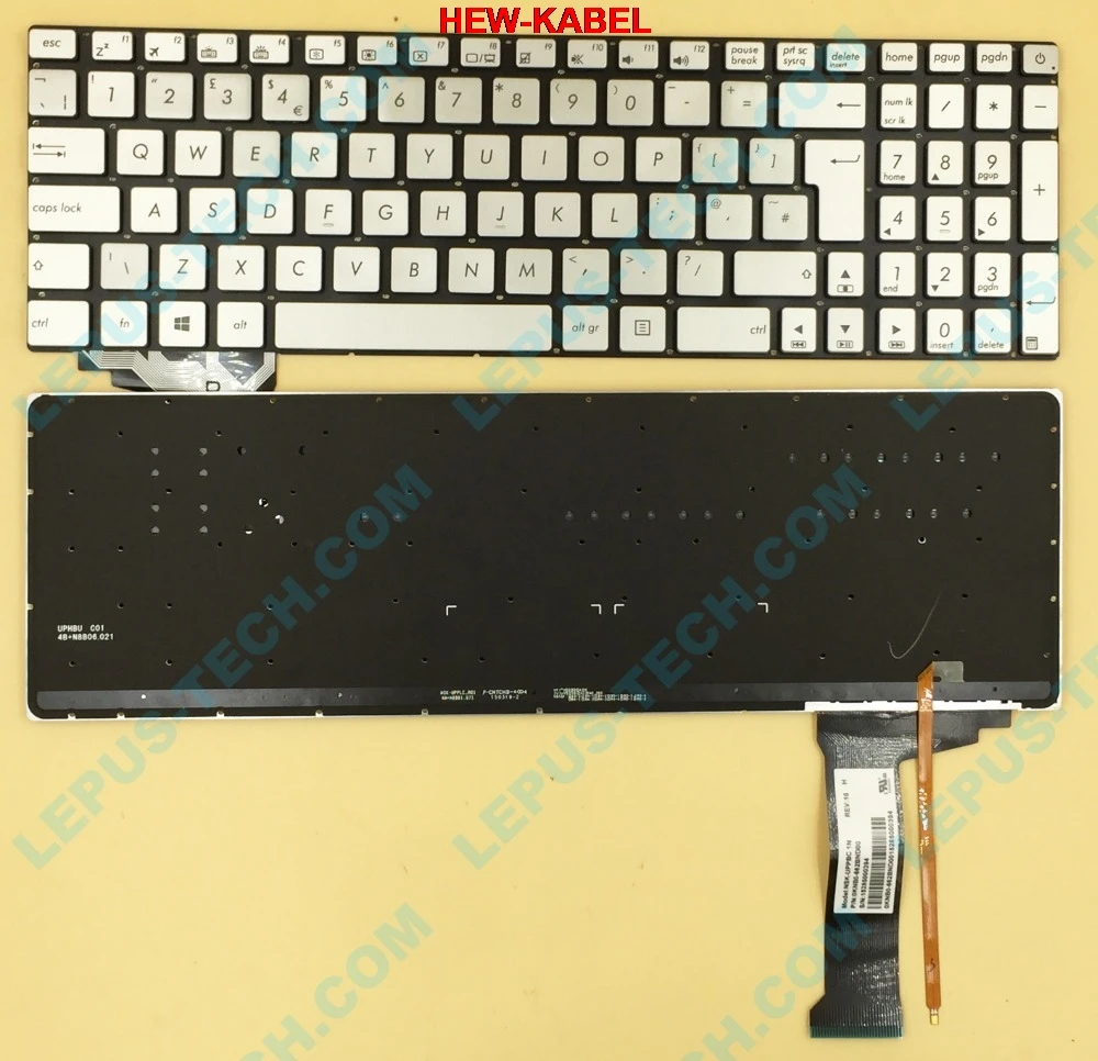 Ноутбук с английской и клавиатурой для ASUS N551 N551J N551JB N551JK N551JM N551JQ серебряной