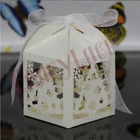2017 christmas laser cut paper christmas tress gift candy box chocolate box customized for party decoration 50pcs free shipping