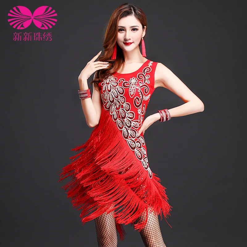 

2016 Latin Fringe Dress Rushed Promotion Women Acrylic Latin Dance Dress For Personalized Womens Ballroom Tango Rumba Cha Samba