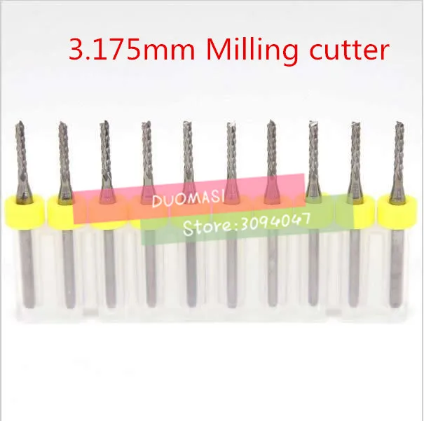 

10PCS 3.175*3.175mm CNC machine Engraving Edge Cutter,solid carbide PCB End Mill,PCB corn milling cutter,Mini Milling cutter bit