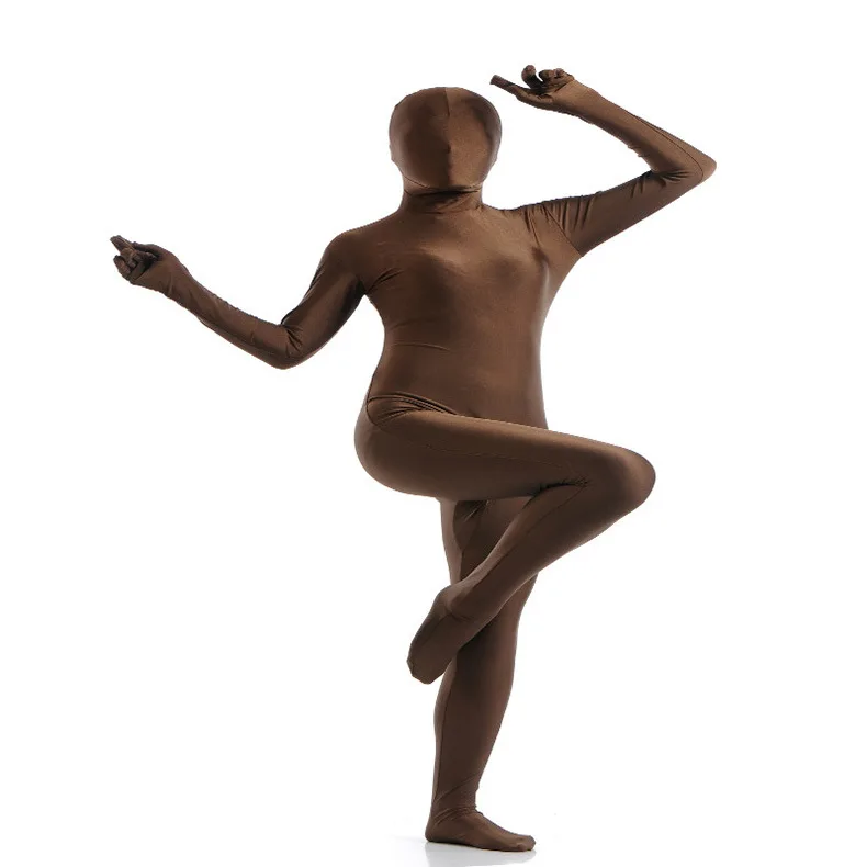 

(SCF035) Brown Spandex Nylon Lycra Fetish Zentai Suit Full Body Unisex Second Skin Transparent Tight
