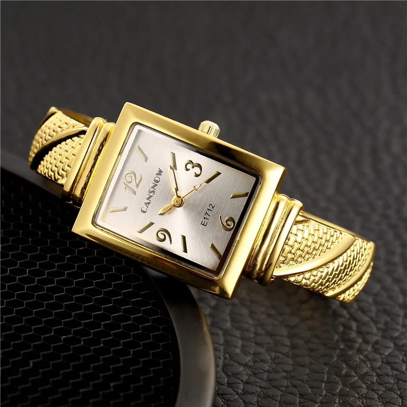 Gold White Женские роскошные прямоугольные кварцевые часы стильный браслет из розового золота повседневные наручные часы Горячая bayan kol saati - Цвет: Gold White