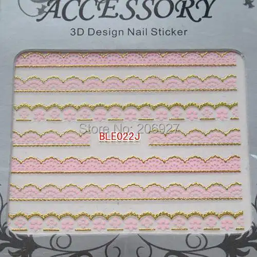 2 шт BLE022J Nail Art милый Золотой Розовый стикер для дизайна ногтей|nail art stickers|art