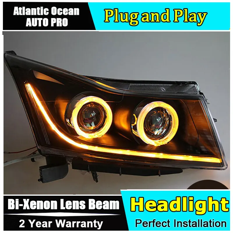 

Car Styling new Head Lamp for Chevrolet Cruze led headlights 2009-2014 angel eye led drl HID KIT Bi-Xenon Lens low beam