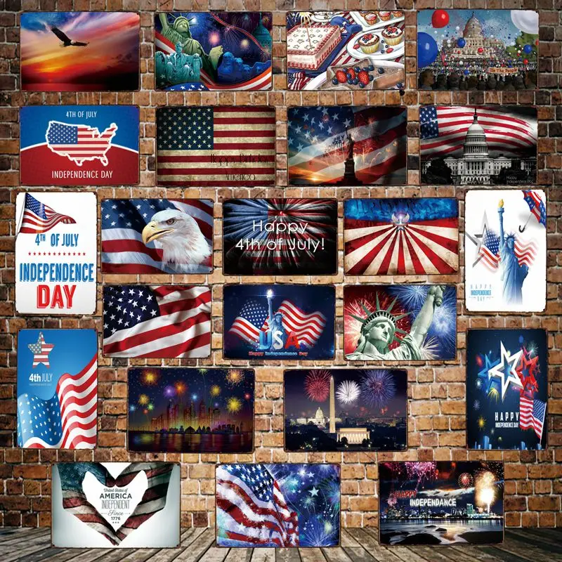 

[ WellCraft ] HAPPY 4 TH OF JULY INDEPENENCE DAY USA Tin Signs Wall Plaque Custom Metal Painting Antique bar Pub Decor HY-1688