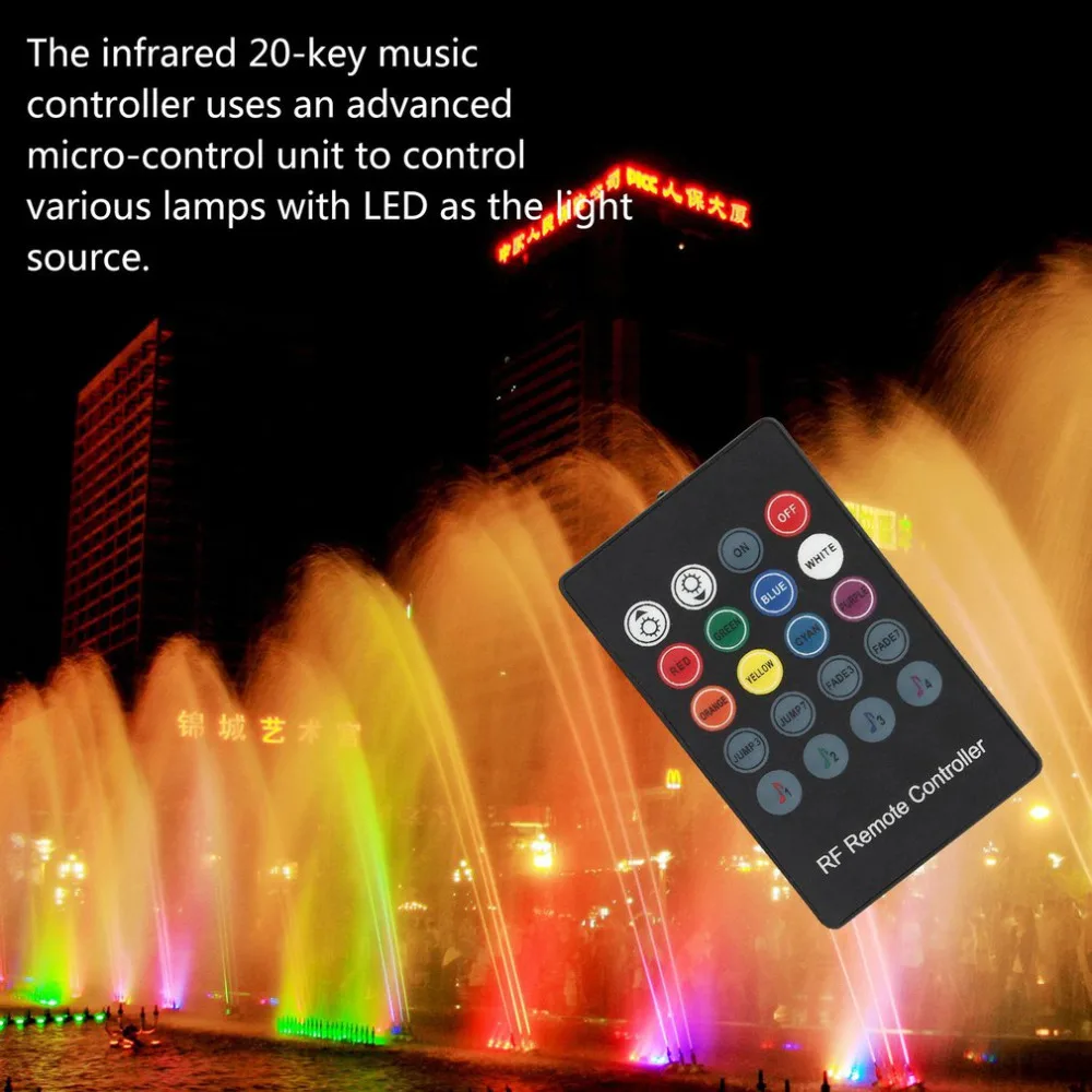 Светодио дный светодиодный RGB музыкальный контроллер 20 ключей RF пульт
