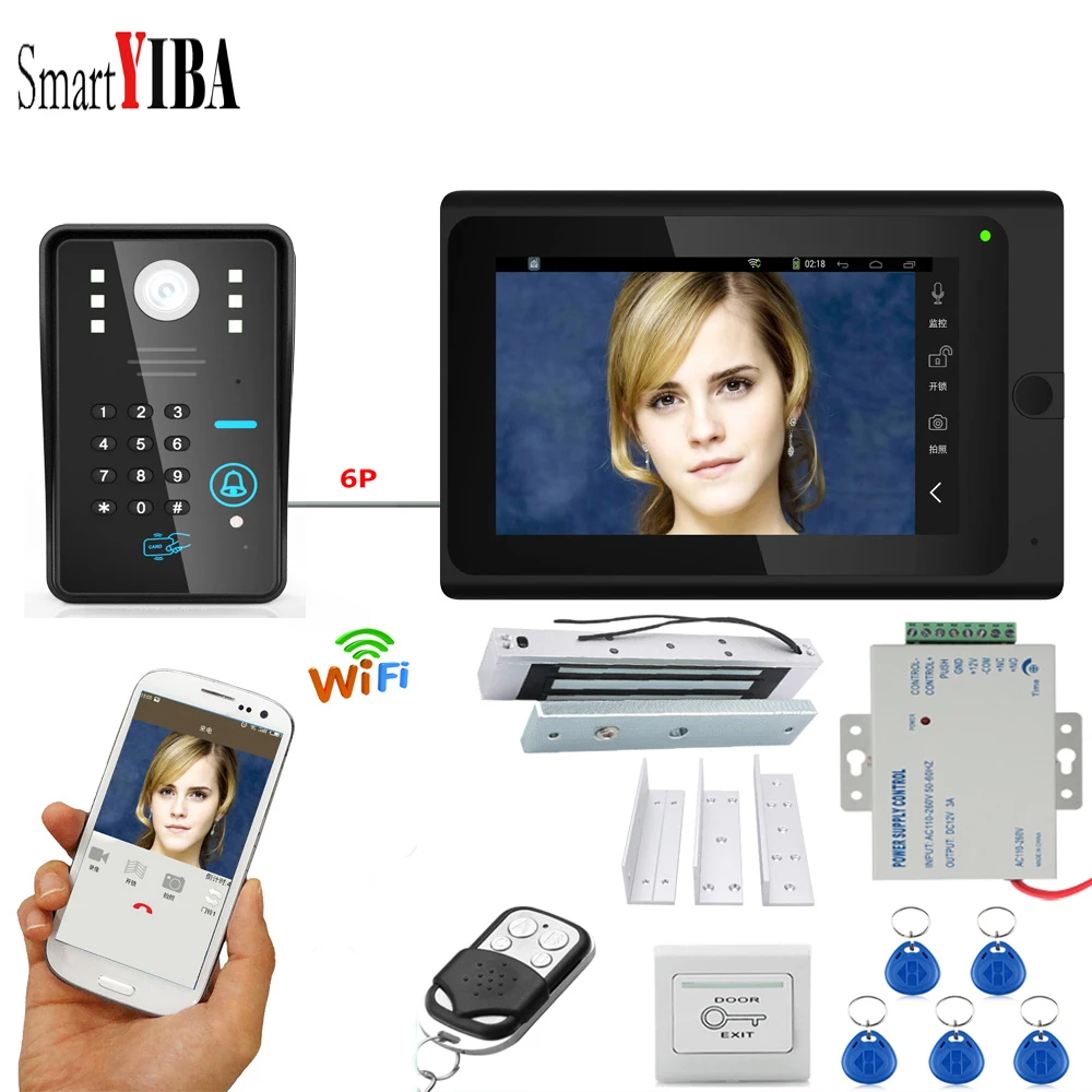 SmartYIBA 7 дюймов Wifi беспроводной RFID пароль видеодомофон умный дом дверь телефон