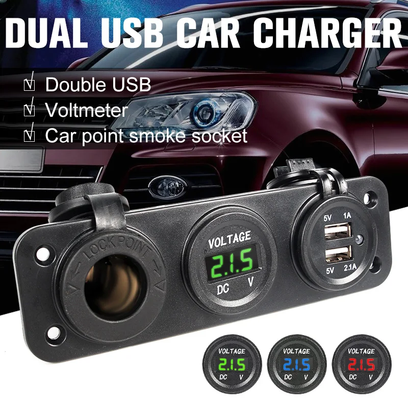 Refit 12 В Автомобильное зарядное устройство для телефона быстрое 2 порта USB с