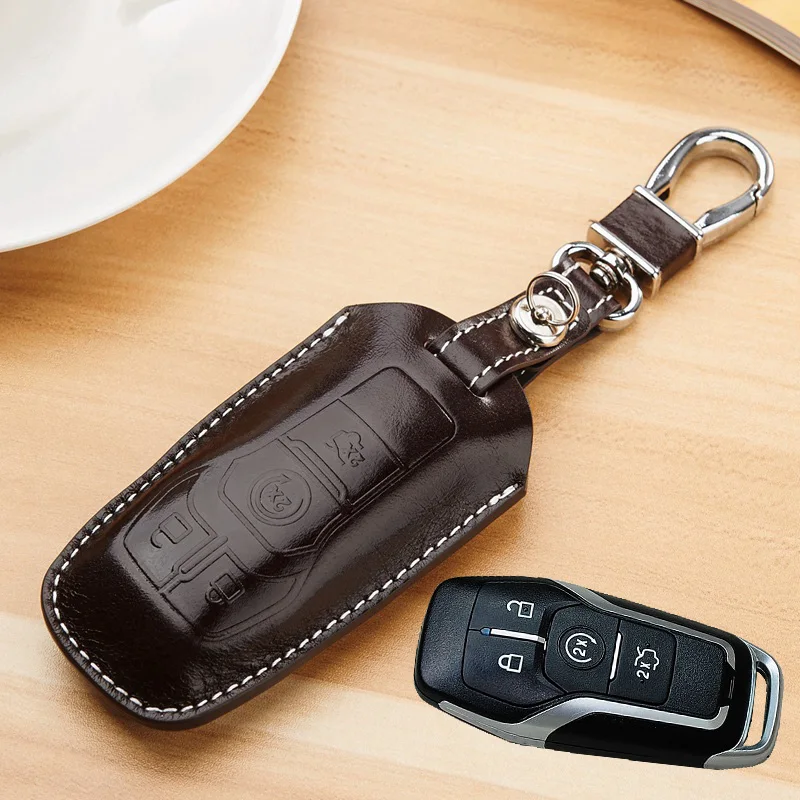 Кожаный чехол для ключа Ford 2014 2015 2016 Mendeo fusion F150 Explorer Taurus Mustang Edge|leather key cover|ford coverford