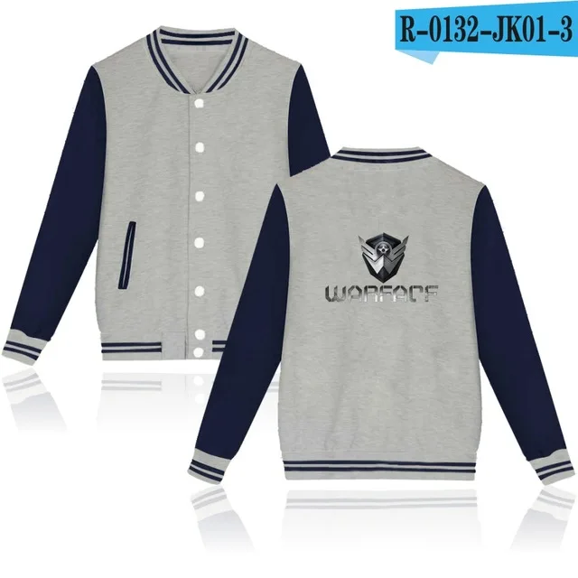 gray and navy blue Геймер битва фронты WARFACE толстовка бейсбольная куртка Мужская/женская униформа пальто camisa masculina аниме размера плюс куртки одежда - Цвет: gray and navy blue