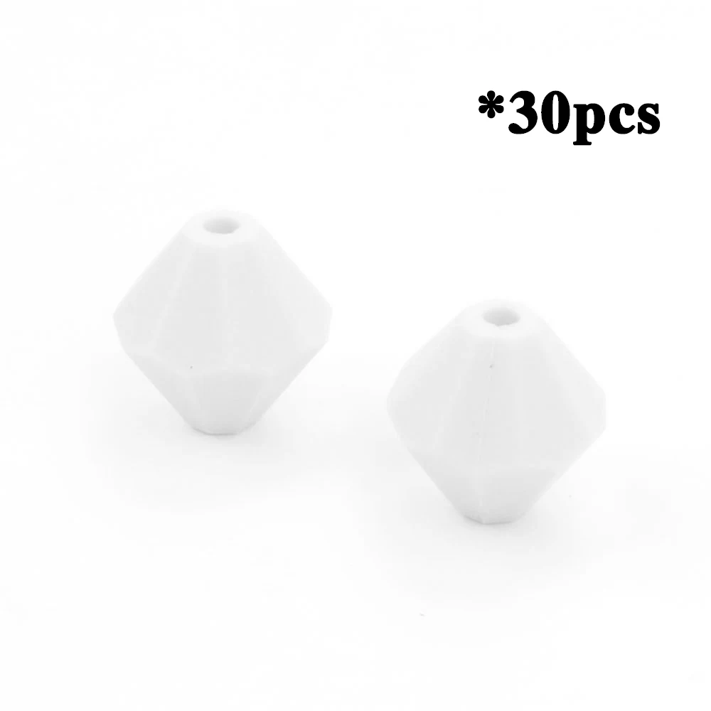 snow LOFCA 30 шт. алмазные Силиконовые бусы для прорезывания зубов ромб Прорезыватель для зубов пищевого класса DIY ювелирные изделия кулон ожерелье силиконовые свободные бусины - Цвет: snow