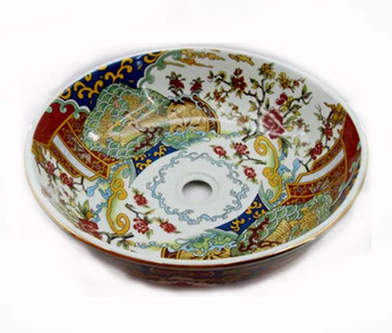 Jingdezhen Art Basin classic antique gold octagonal ceramic basin vanity washbasin |
