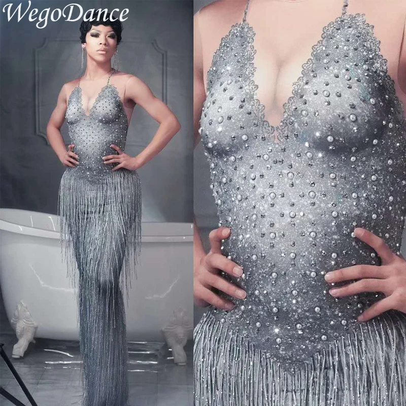 Новинка длинное облегающее платье с бахромой телесного цвета стразы кисточками