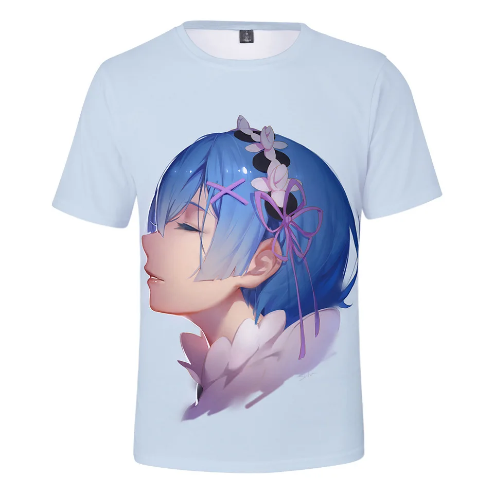 Футболка Re Zero для мужчин и женщин Детская футболка аниме одежда милый топ девочек