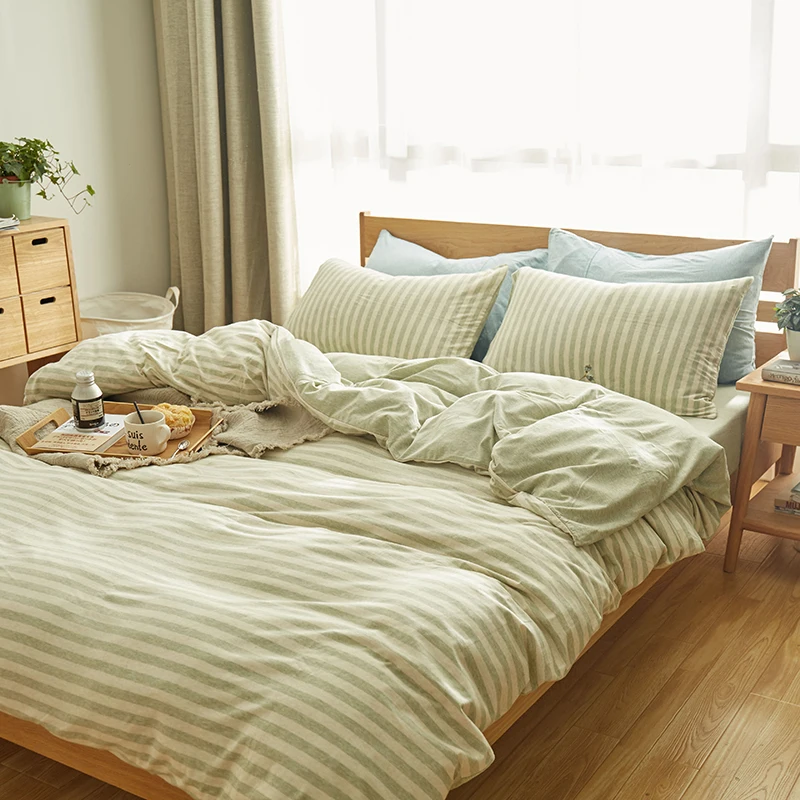 Комплект постельного белья из мягкого трикотажа 100% хлопок 4 шт. в зеленую и