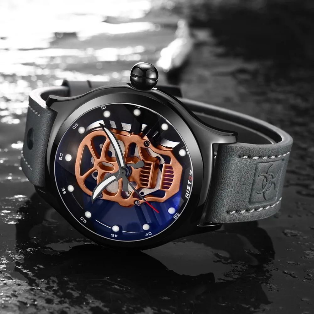 RISTOS Original Mens Sport Japan Quartz WristWatch Creativity SkulL Dial Luminous Clock Male Water Resistant Relogio Masculino | Наручные