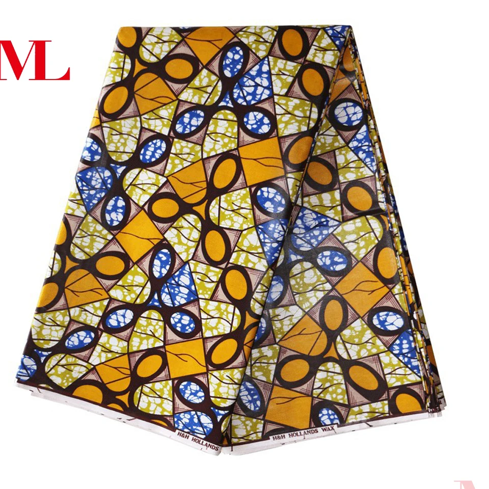 M &amp L 6YDS/LOT Хлопок африканская ткань воска Голландии набивные Анкара Aso Ebi воск