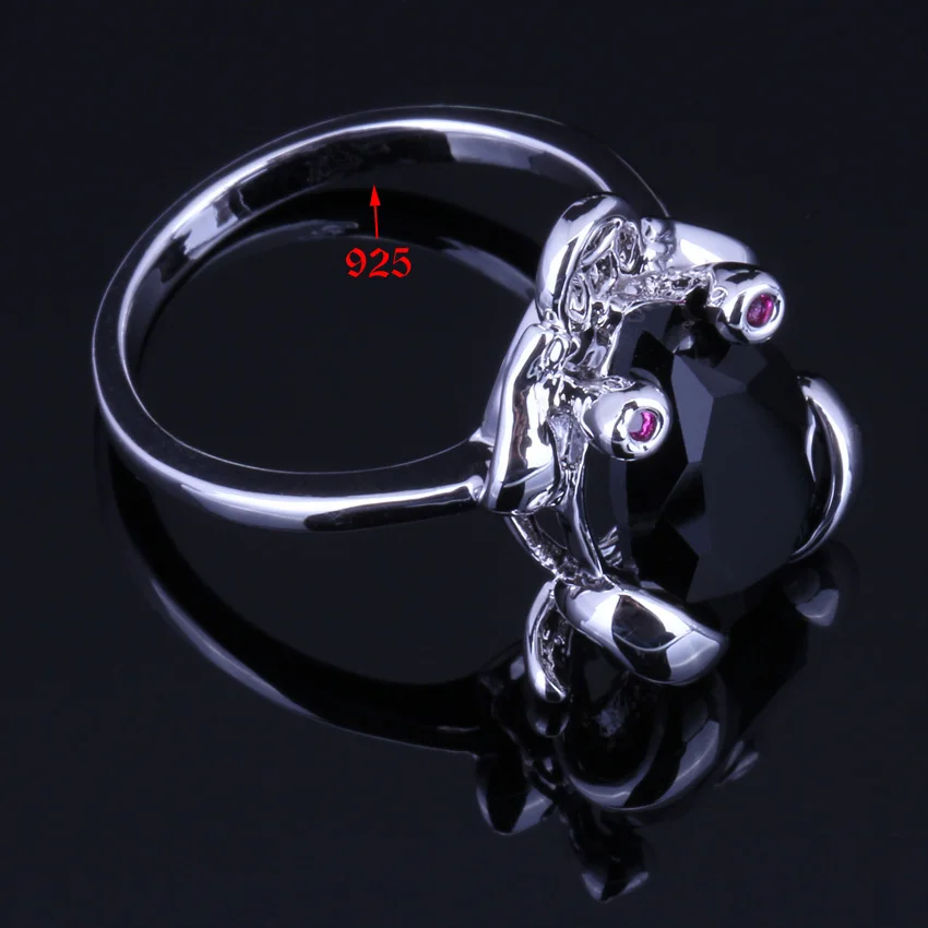 Marvelous Frog Black Cubic Zirconia Silver Plated Ring V0131 | Украшения и аксессуары