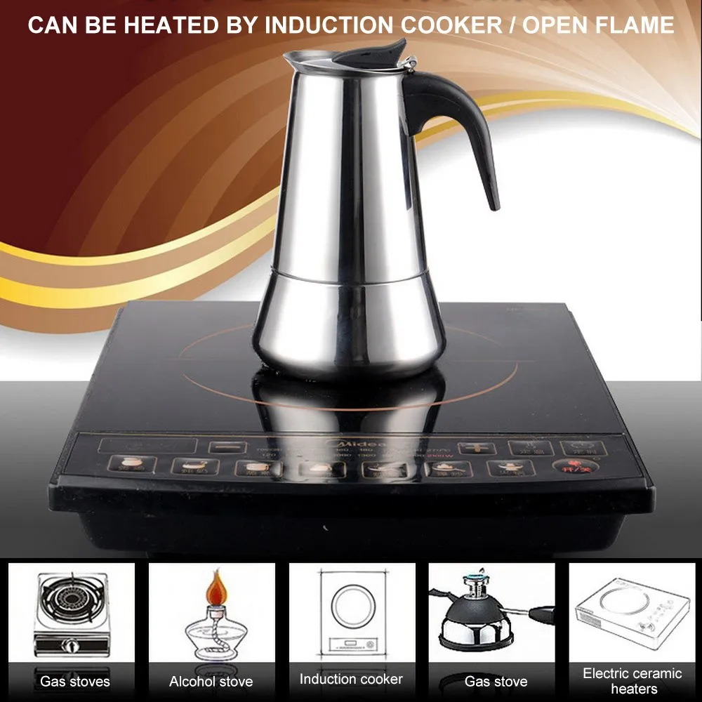 100/200/300/450 мл Кофе разработчиков в итальянском стиле мокко эспрессо Cafeteira Кофеварка Нержавеющая сталь фильтр Кофе горшок