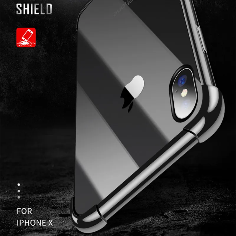 Противоударный прозрачный защитный чехол для iPhone X мягкий ТПУ Жесткий