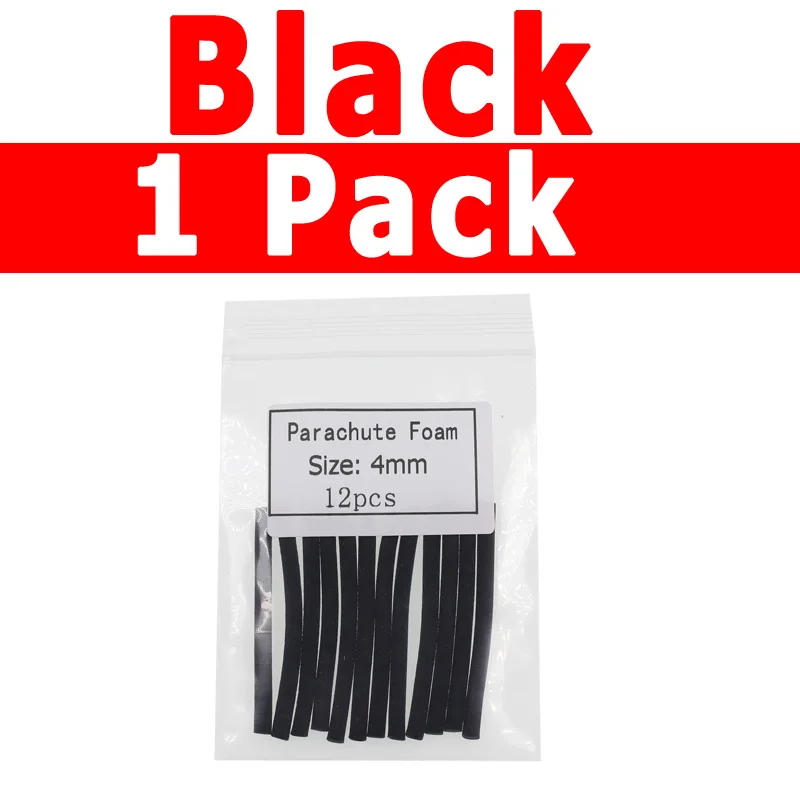 1 bag black 12 шт./упак. суши мушек парашют пост пены цилиндр для Boobie сухой мушек стимулятор трава Хоппер Жук паук муху - Цвет: 1 bag black