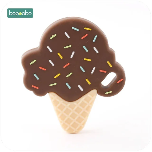 Chocolate Ice Cream Bopobo, 1 шт., детский прорезыватель, силиконовый, кролик, пищевой, кролик, Прорезыватель для кормления, Прорезыватель для зубов, ожерелье, аксессуары, силиконовый Прорезыватель для животных - Цвет: Chocolate Ice Cream
