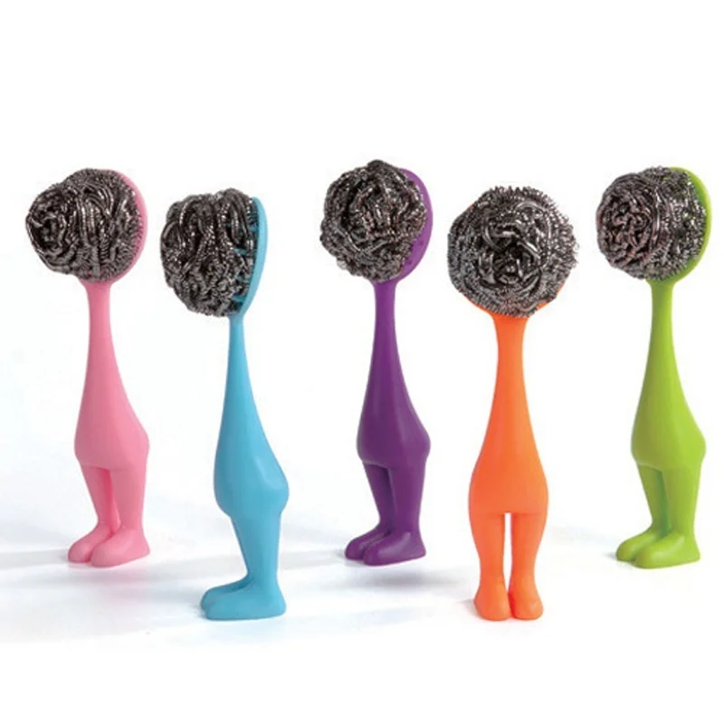 1 шт. горячая Распродажа мочалка из нержавеющей стали с пластиковой ручкой