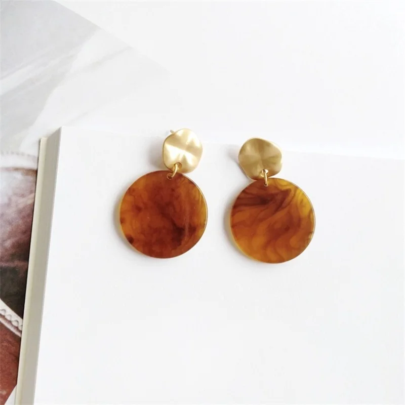 MINGQI Fashion Geometric Round Acetate Acid Acrylic Leopard Brown Earrings Korean Vintage circle Women's Jewelry Gifts | Украшения и