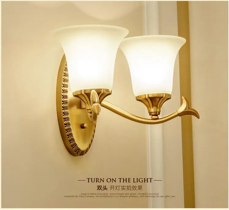 

Copper Wall Lamps Modern American Creative Jade Series Wall Lights for Living Room Bedroom Bed Aisle Corridor Porch