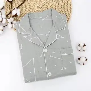Man gray Для влюбленных, новая мода, звездное небо, пижамные комплекты для женщин,, лето,, марля, хлопок, длинный рукав, повседневная одежда для сна, уютная, свежая Пижама - Цвет: Man gray