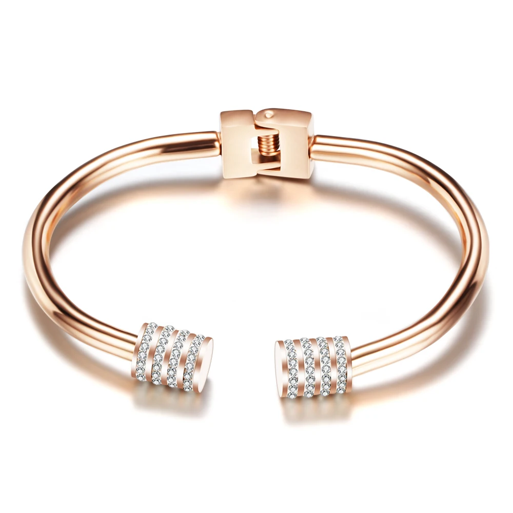 

Luxury Rose Gold Color Crystal Bracelets For Women Cuff Bracelet Jewelry bracelets High Quality Bracelet Pulseiras