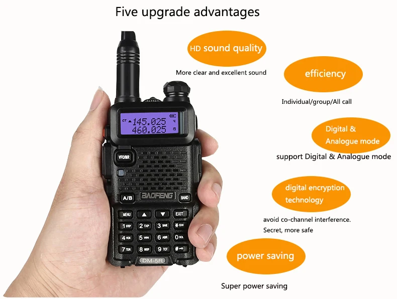 BAOFENG DM-5R цифровой иди и болтай walkie talkie DMR двухстороннее радио UV5R обновленная версия УКВ мобильное радио двухдиапазонный Cb радио