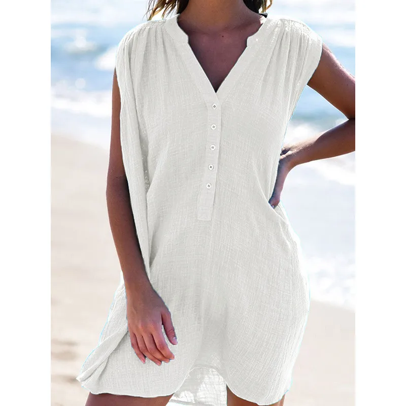 DORVIVON casual dress 2019 women sexy summer v-neck button shirts dresses beach womens mini short girl vestidos robe femme | Женская