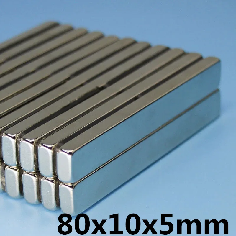 1 шт 80x10x5 редкоземельный кубических блока квадратный редкоземельные магниты мм с