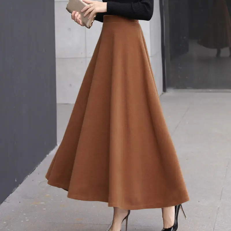 Осенне зимняя теплая шерстяная длинная юбка женская уличная одежда винтажная с