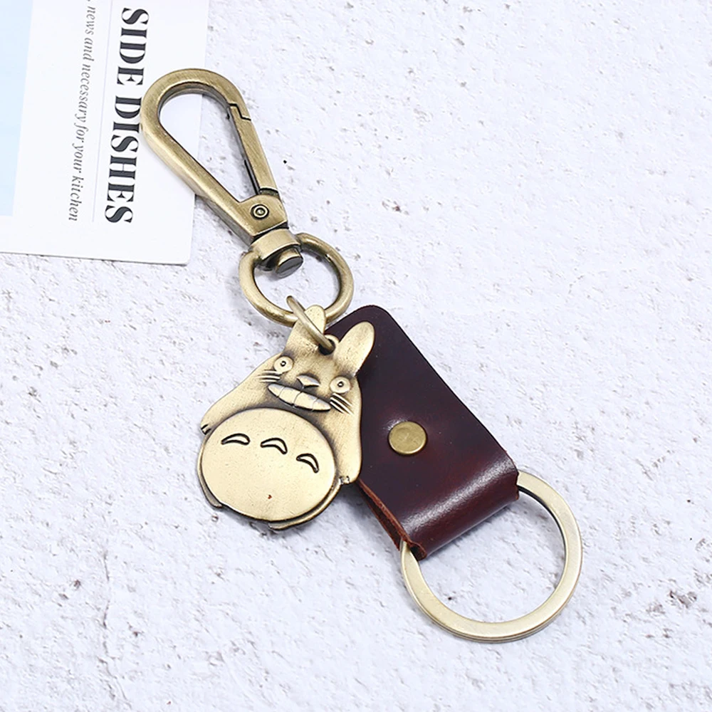3.3*3.2CM Cute Totoro Key Chains Women Cowhide Leather Keyring Car Bag Pendant My Neighbor Keychain Japan Cartoon Jewelry | Украшения и
