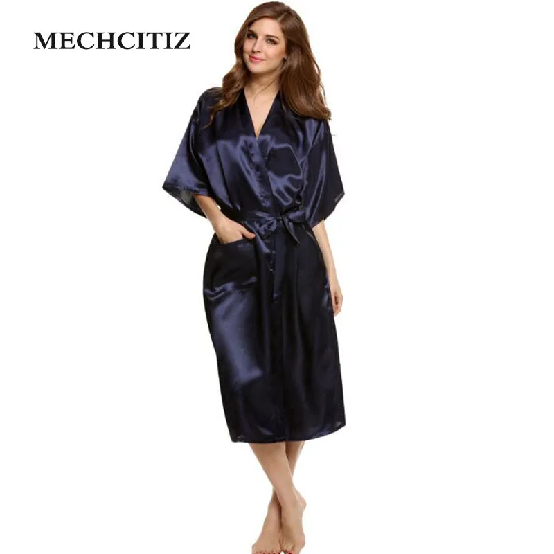 MECHCITIZ Silk Satin Wedding Mother of the Bride Robe Summer Dressing Gown Fashion Kimono For Women | Женская одежда