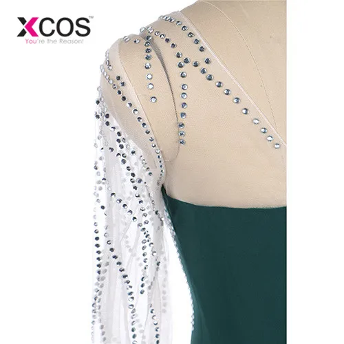 Xcos Длинные платье для выпускного вечера элегантный зеленый русалка Бисер одно