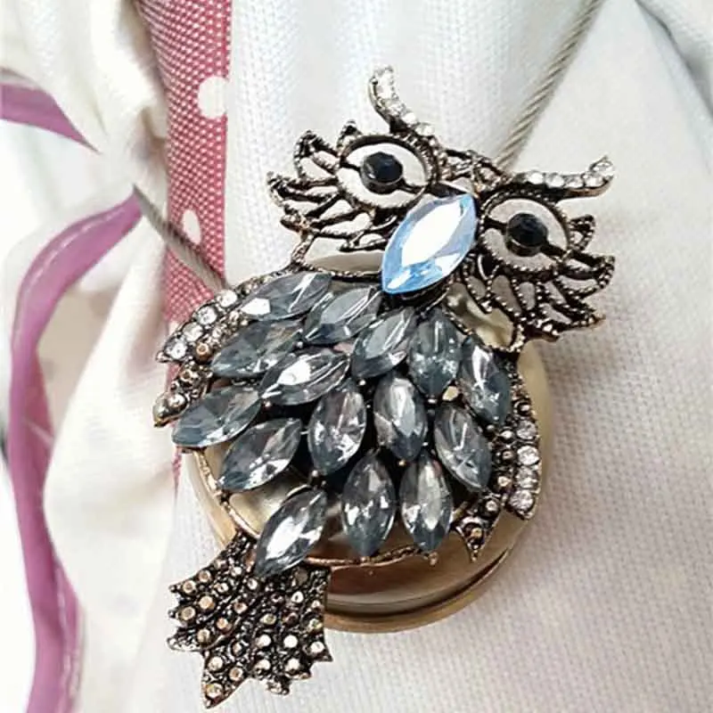 1pcs Crystal Owl Magnet Curtain Tieback Retro Magnetic Curtains Buckle Holdbacks Accessories Window Screen Clip Holder | Дом и сад