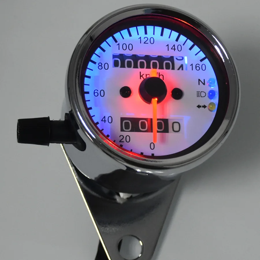 

Univeral Motorcycle Dual Odometer Speedometer Tachometer Gauge With LED Backlight High quality