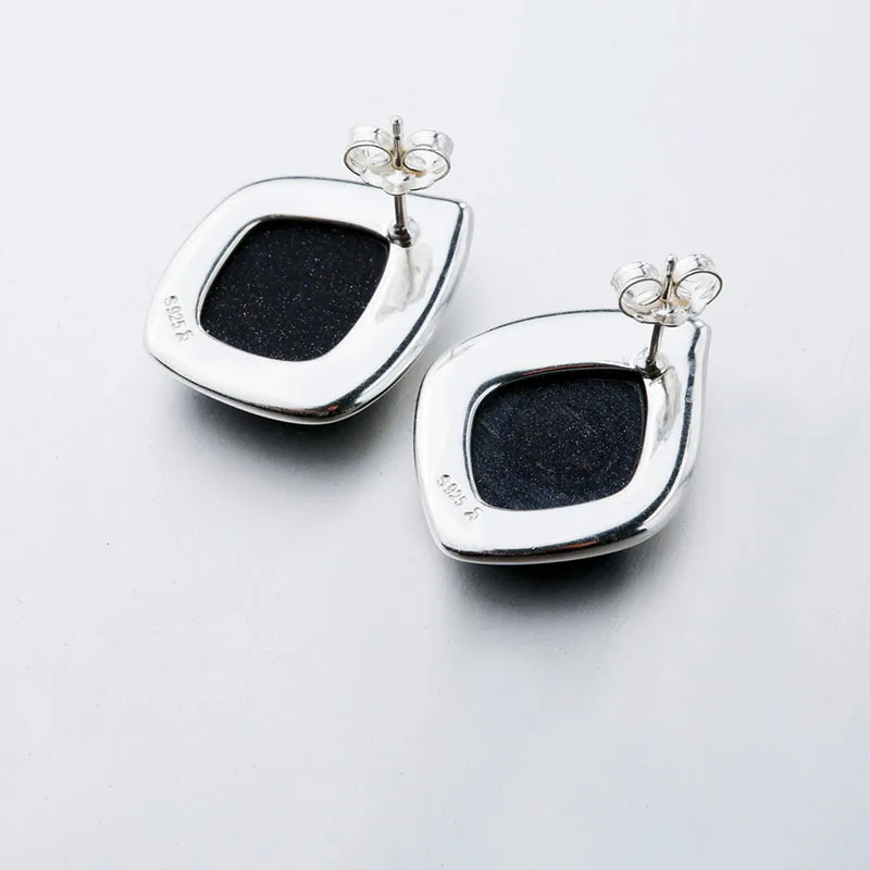 Sa silverage натуральная 925 серебро ювелирных украшений для женщин серьги черный 2017