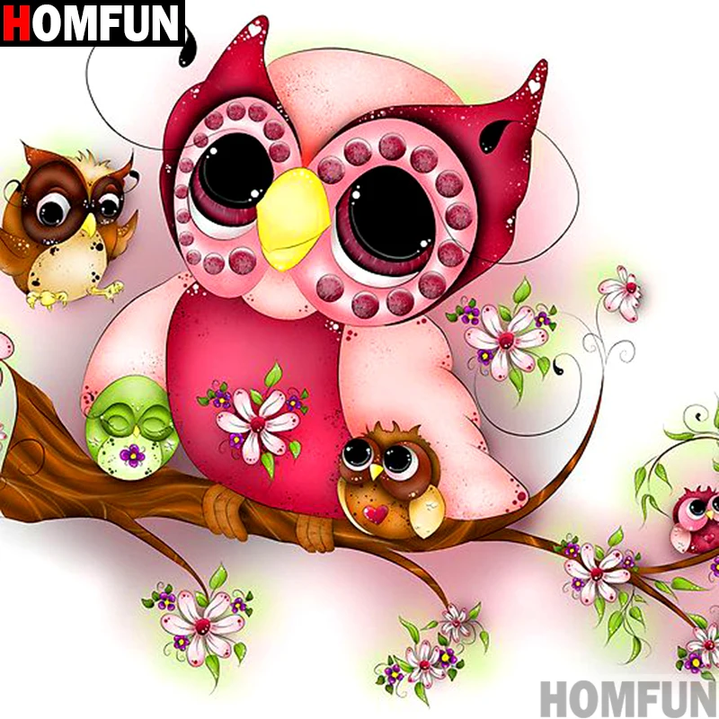 Алмазная живопись HOMFUN Сова картина с полными квадратными/круглыми стразами 5D