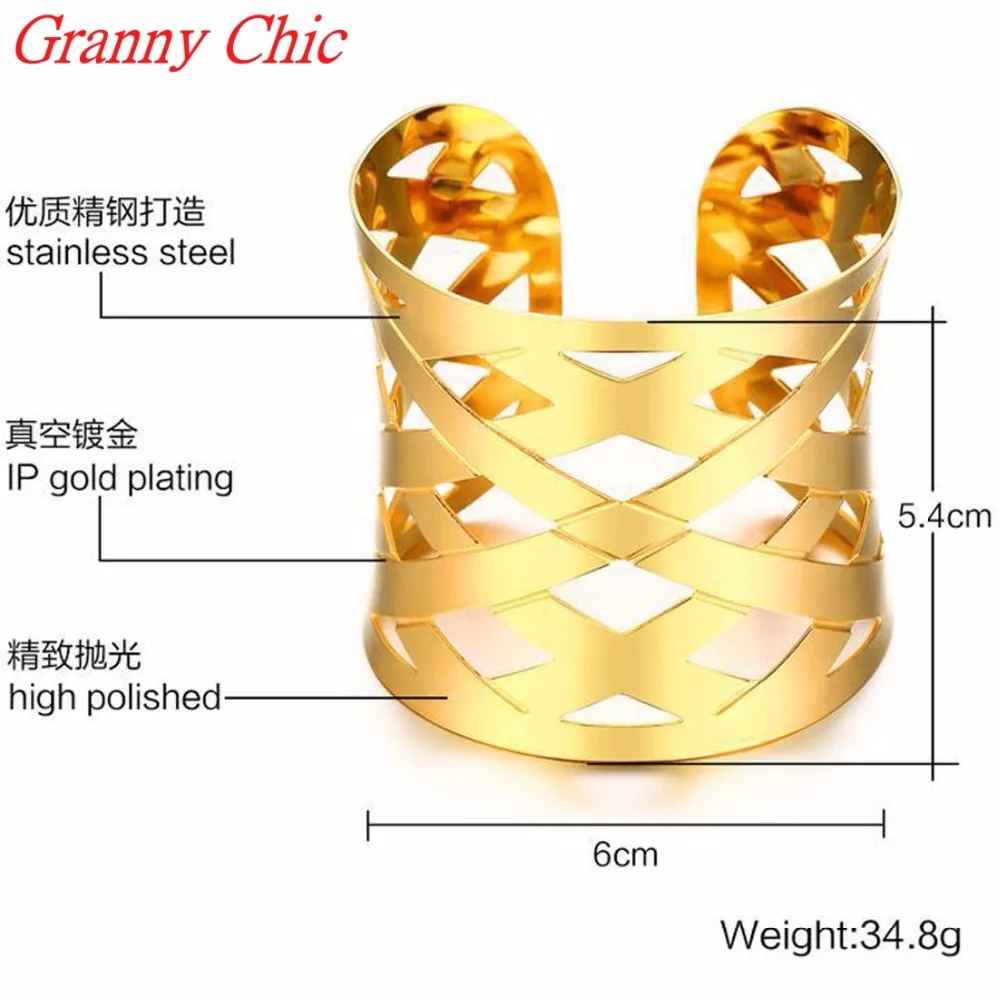 Granny Chic модные ювелирные изделия большой браслет-манжета дизайн браслет для