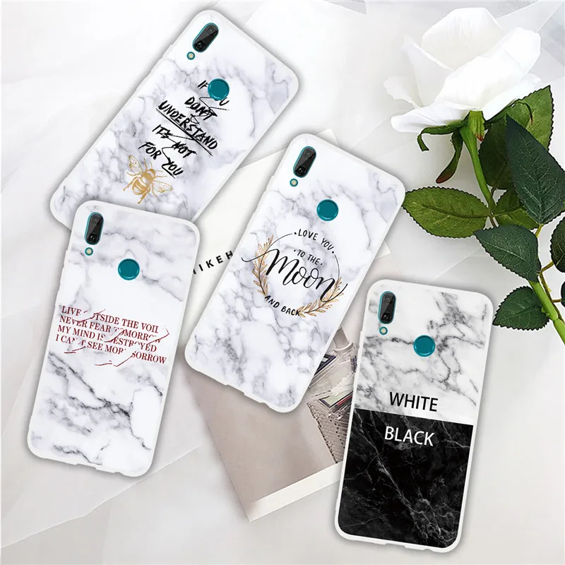FLYKYLIN Marble Case For Huawei Y6 Y7 Pro 2019 Cases Y3 Y5 2017 Cover on Y9 Prime 2018 Cute Soft TPU Silicone Coque |