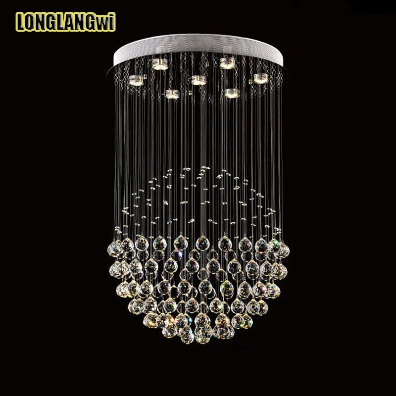 Большие хрустальные люстры лампы для лобби лестницы с сферическими шариками