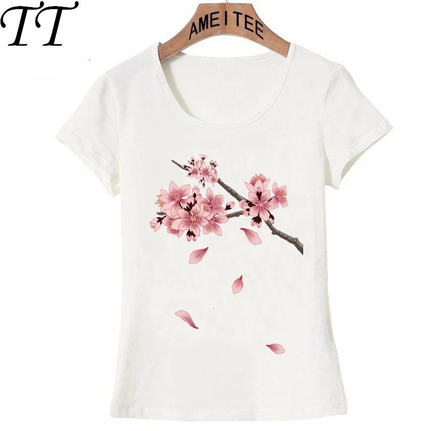 Розовый Cherry Blossom филиал футболка летние милые Для женщин Девичья супер