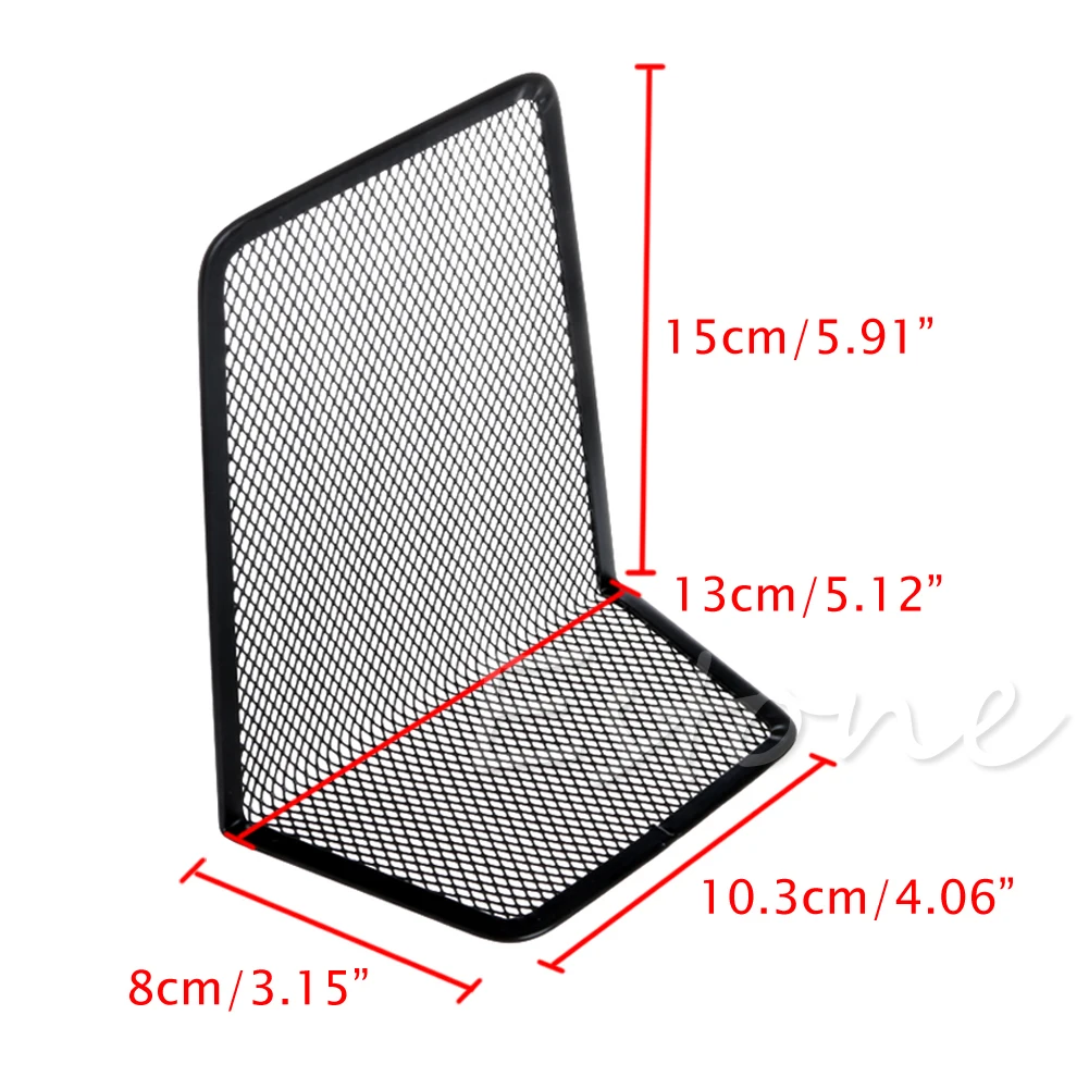 

1 Pair Metal Mesh Desk Organizer Desktop Office accessories Home Book Holder Bookends Black W15