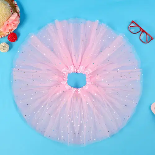 Новая фатиновая юбка пачка для маленьких девочек со звездочками и пайетками