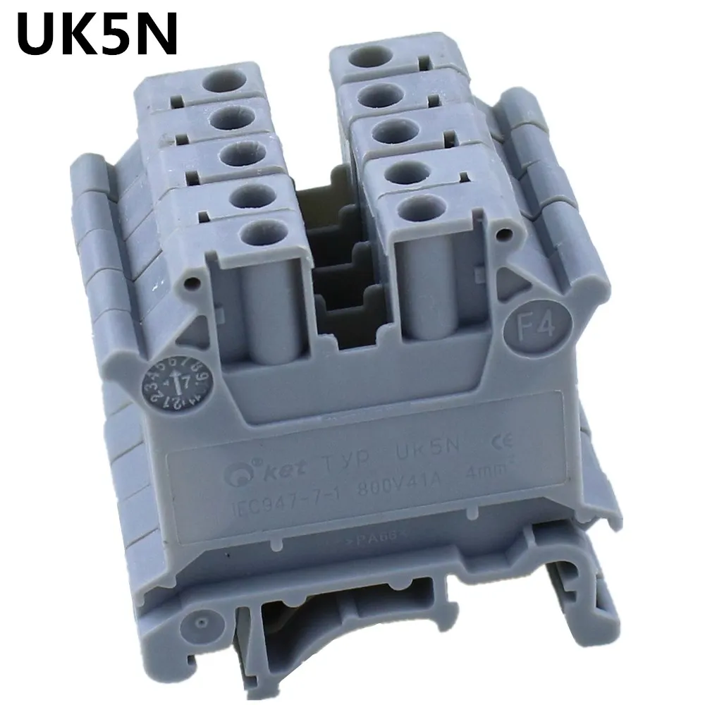 

10 шт./лот UK5N клеммные колодки на Din-рейку, винтового типа, бесплатная доставка