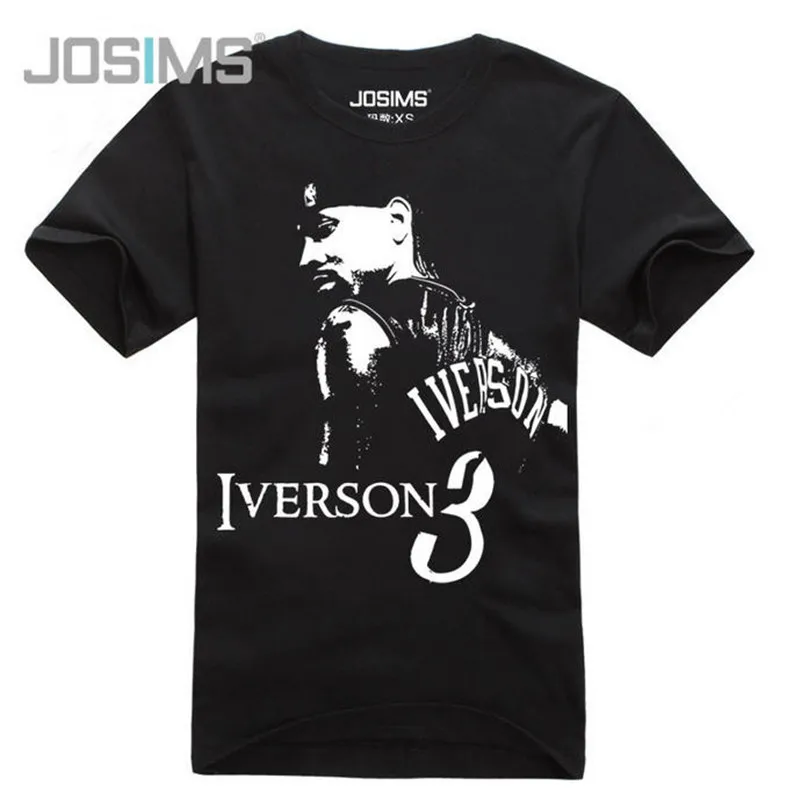 Летние новые стильные мужские футболки с принтом Allen Iverson Брендовые повседневные